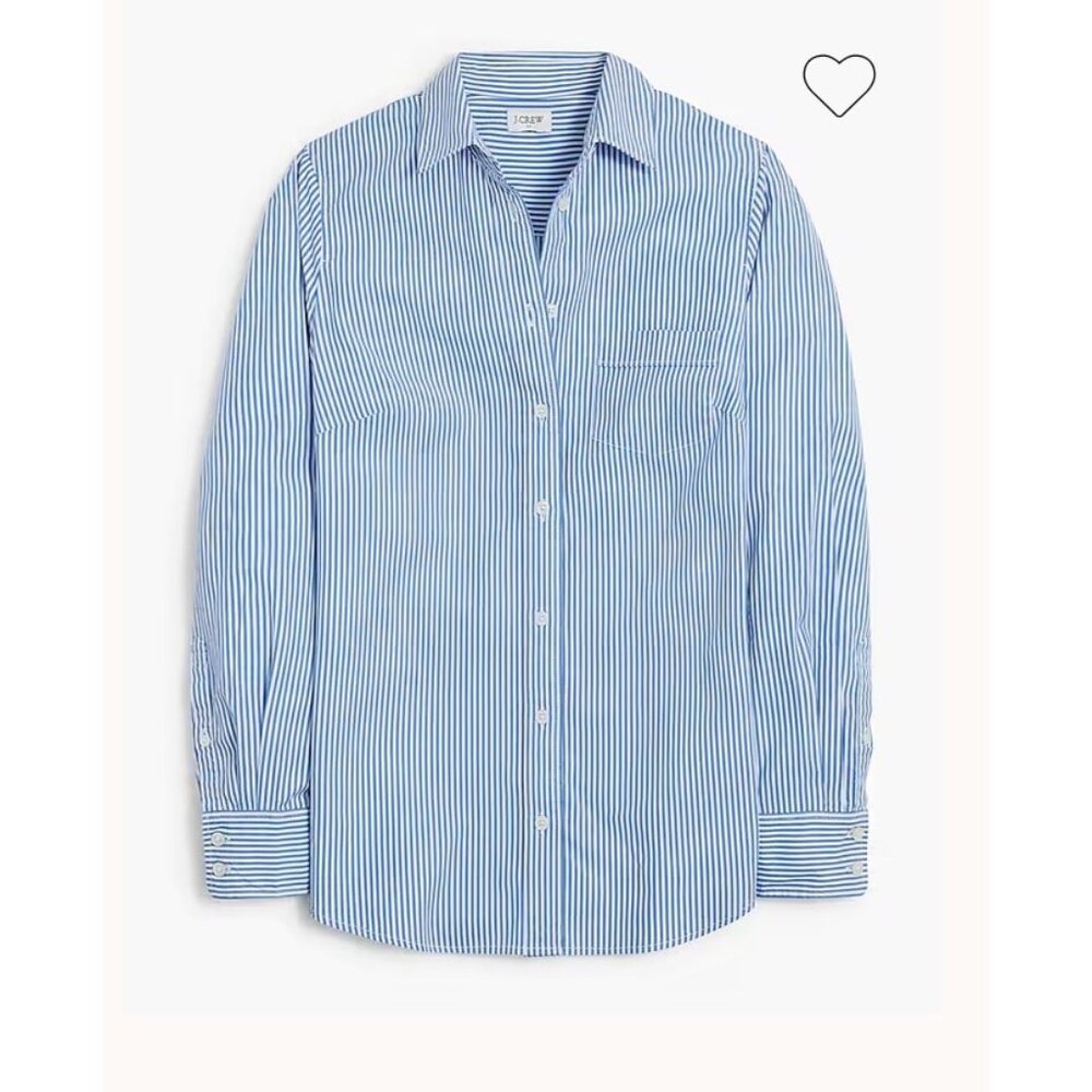 J.Crew Button-up Cotton Poplin Shirt In Signature Fit blue office sz XS